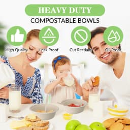 Abaima 100 Pack 16 oz Disposable Paper Bowls 100% Compostable, Natural Biodegradable Bagasse, Eco-Friendly Sugar Cane Fibers Bowls - Thumbnail 3