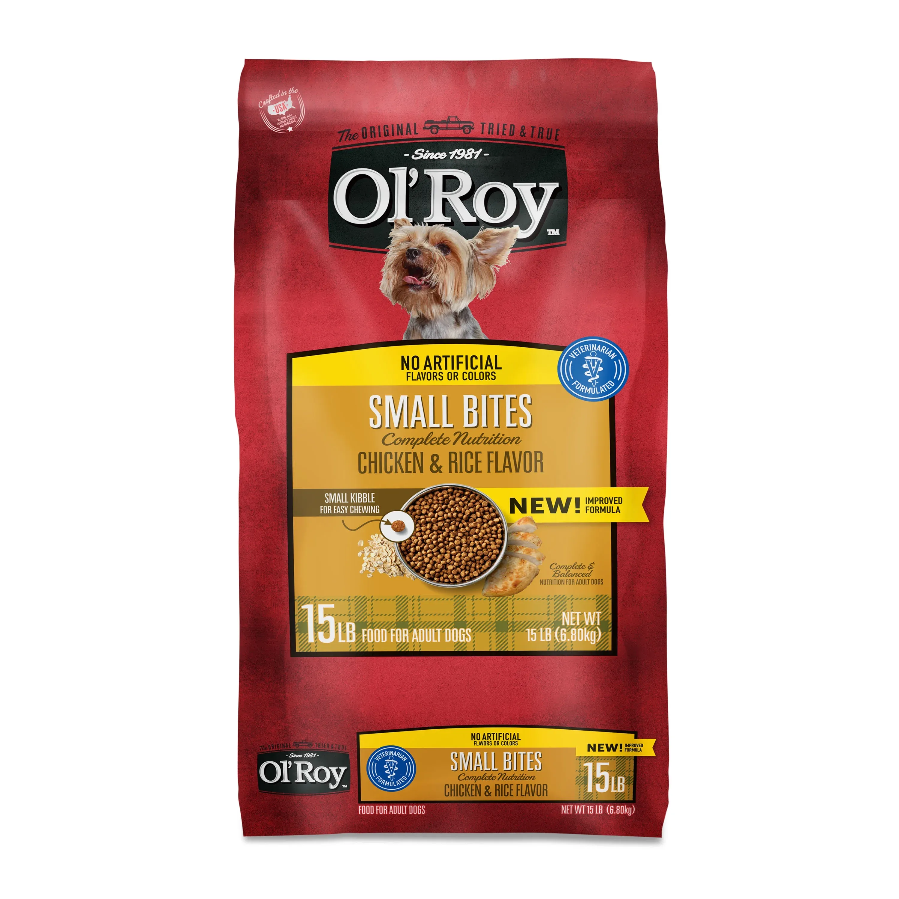 Ol' Roy Complete Nutrition Chicken and Rice Flavor Small Bites Dry Dog Food, 15 lb Bag