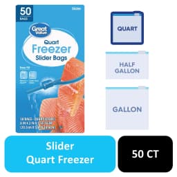 Great Value Slider Zipper Freezer Bags, Quart, 50 Count - Thumbnail 1