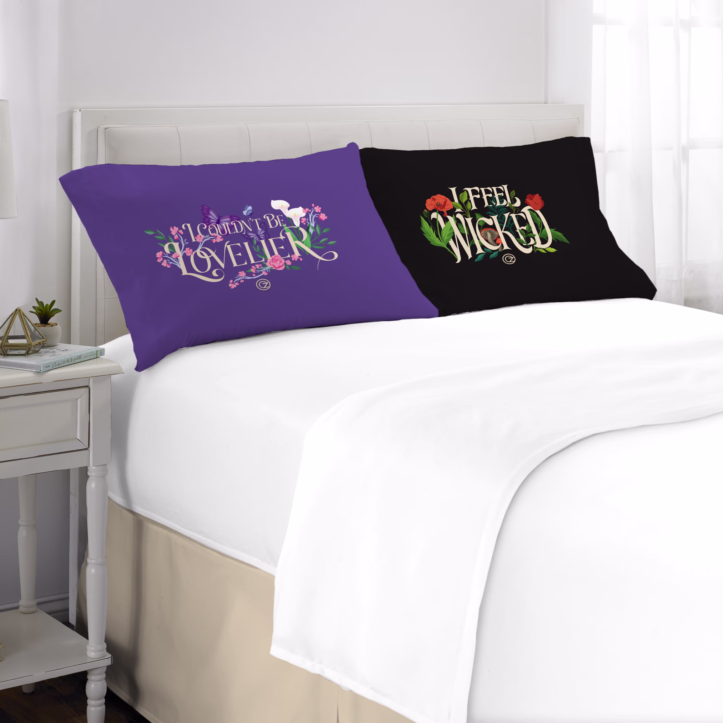 Wicked Purple Black Reversible Silky Satin Pillowcase, Standard Size, 2-Pack - Thumbnail 2