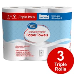 Great Value Everyday Strong Paper Towels, 3 Triple Rolls - Thumbnail 9
