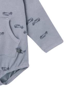Modern Moments by Gerber Baby Boy Henley Dumpling Romper with Kanga Pocket, Sizes 0/3 Months - 24 Months - Thumbnail 3