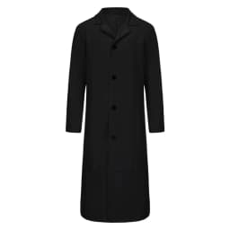 Olyvenn Mens Trench Coat Casual Single Breasted Long Jacket Lightweight PU Leather Trench Coat Long Sleeve Lapel Overcoat Black 4 - Thumbnail 4