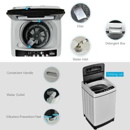 Costway Full-Automatic Washing Machine 1.5 Cu.Ft 11 LBS Spin Dryer Gray - Thumbnail 5