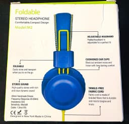 RHEA- Powmee M2 Kids Headphones Wired Headphone For Kids, Foldable, Adjustable Stereo - Thumbnail 1