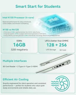 HP Everyday Laptop Computer for Student & Business • Intel Quad-Core CPU • 8G RAM • 128GB UFS+256GB SD Card • 1-Year - Thumbnail 6