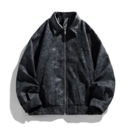 Kilaqueen Leather Jacket for Men Faux Leather Lapel Long Sleeve Zip Up Bomber Jacket with Pockets 90s Vintage Biker Racing Moto Jackets - Thumbnail 2