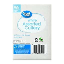 Great Value Plastic Disposable Cutlery Set, White, 96 Count, 32 Forks, 32 Spoons, 32 Knives - Thumbnail 7