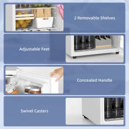 HOMCOM 4.5 Cu Ft Mini Fridge with Freezer, Wheels, Adjustable Thermostat, Single Door Compact Refrigerator for Bedroom, Dorm, Home Office, White - Thumbnail 3