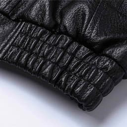 Men's Faux Leather Bomber Jacket Vintage Flight Coat Turn Down Collar Ribbed Hem with Side Pockets for Casual Moto Biker Streetwear Travel, Black, L - Thumbnail 8