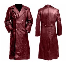 ZVNAΖH Slim Fit Long Leather Jacket Men, Vintage Leather Jacket Medieval Coat Jacket, Big and Tall Leather Jackets for Men, Sizes M-5XL - Thumbnail 1