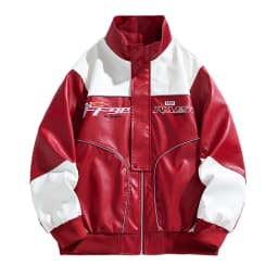 Leather Jacket for Men Zip up Motorcycle Jackets Long Sleeve Retro Bomber Jackets Personalized Lapel Collar Windbreak Coat Padded Waterproof Trucker Coat Fall Winter Warm Outwear - Thumbnail 2