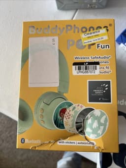 RHEA- New Buddyphones Pop Fun Wireless Safeaudio Headphones With Stickers, Green - Thumbnail 1