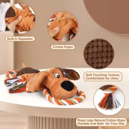 Xekoro Squeaky Dog Toys, Tug of War Dog Toy for Large Dogs, Plush Puppy Toys with Pull Rope, Interactive Dog Toys for Small, Middle, and Big Dogs - Thumbnail 5