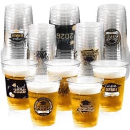 50 Pack Graduation Decorations Class of 2026, 16 Oz Black and Gold Clear Plastic Cups Disposable Party Cups for Drinks 2026 School Grad Party Favors - Thumbnail 1