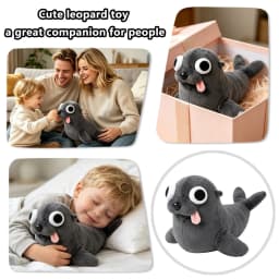DGMIOCS Funny Gray Seal Plush Toy - Goofy Big-Eyed Stuffed Animal with Tongue Out, Soft Cuddly Seal Companion for Kids & Adults, Cute Silly Marine - Thumbnail 2