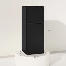 HOMCOM Small Fridge with Freezer, 4 Cu Ft Refrigerator with Shelves, Black - Thumbnail 3