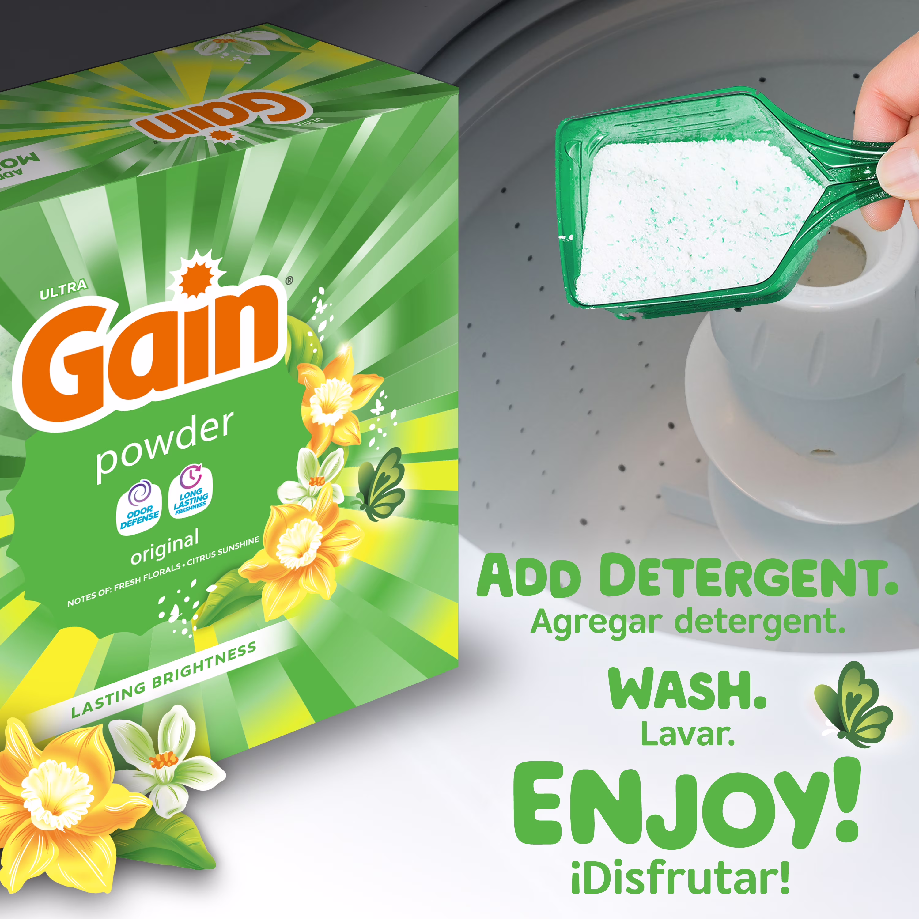 Gain Powder Laundry Detergent, Original Scent, 40 oz, 44 Loads - Thumbnail 3