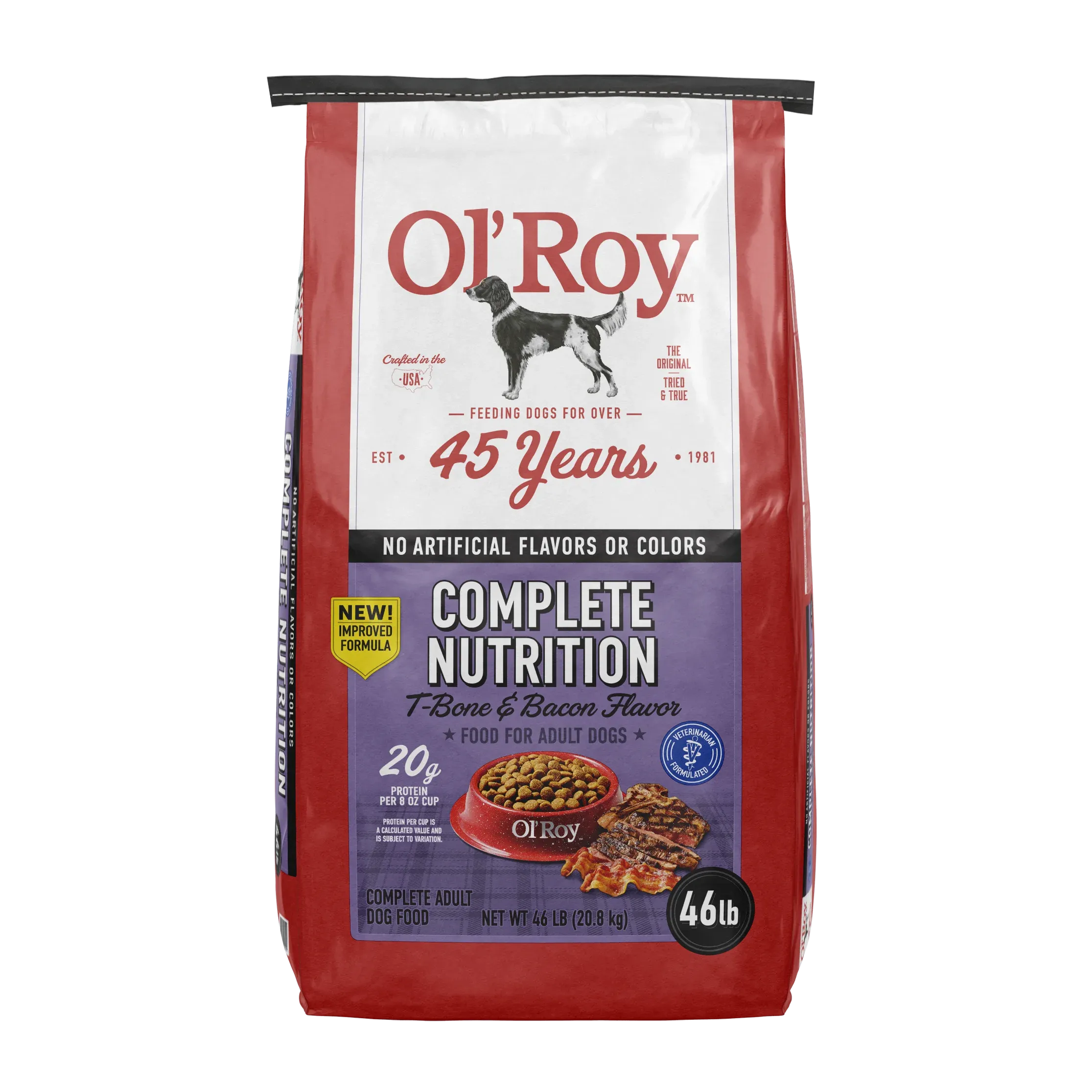 Ol' Roy Complete Nutrition T-Bone and Bacon Flavor Dry Dog Food, 46 lb Bag