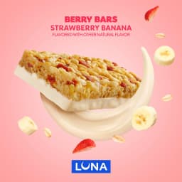 LUNA Berry Bars Strawberry Banana Flavor Fiber Granola Bars, Gluten Free Protein Bars, 6ct - Thumbnail 2