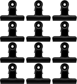 PERFORMORE 12 Pack of Metal Binder Clips, Black Metal Bulldog Clips, Large Hinge Paper File Clips Clamp for Hanging Pictures Crafts at Home Kitchen - Thumbnail 1