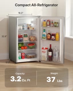 Upstreman 3.2 Cu ft Mini Fridge Without Freezer, Single Door Small Refrigerator No Freezer, Freezerless All-Refrigerator Cooler for Kitchen Office - Thumbnail 2