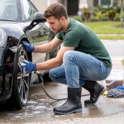MeMoride Men's Waterproof Rain Boots Rubber Ankle Boots Garden Shoes Work Boots Outdoor - Thumbnail 2