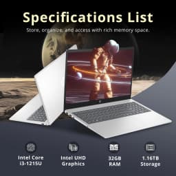 HP Pavilion 15.6" HD Touchscreen Laptop, Intel i3-1215U, 32GB RAM, 1.16TB Storage(1TB SSD + 160GB Docking Station Set) - Thumbnail 3