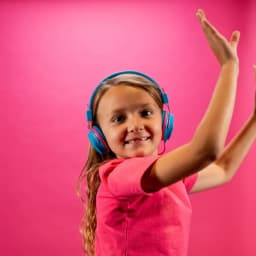 JLab JBuddies Studio On-Ear Wired Kids Headphones 2-in-1 Bundles, 3.5mm Plus USB-C Adapter, Volume Safe, Folding, Blue/Pink - Thumbnail 4