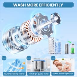 Adnoom Portable Washing Machine, 17.8lbs Dryer & Washer Combo, 10 Programs 8 Water Level Fully Automatic Washing Machine for Dorm, Apartments, Home - Thumbnail 6