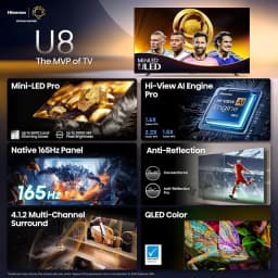 Hisense 75\" Class U8 Series Mini-LED ULED 4K UHD Google Smart TV (75U8QG, 2025 Model) - QLED, Native 165Hz - Thumbnail 4