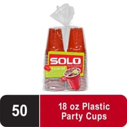 Red Solo Party Plastic Disposable Cups, 18 oz, 50 Count - Thumbnail 2