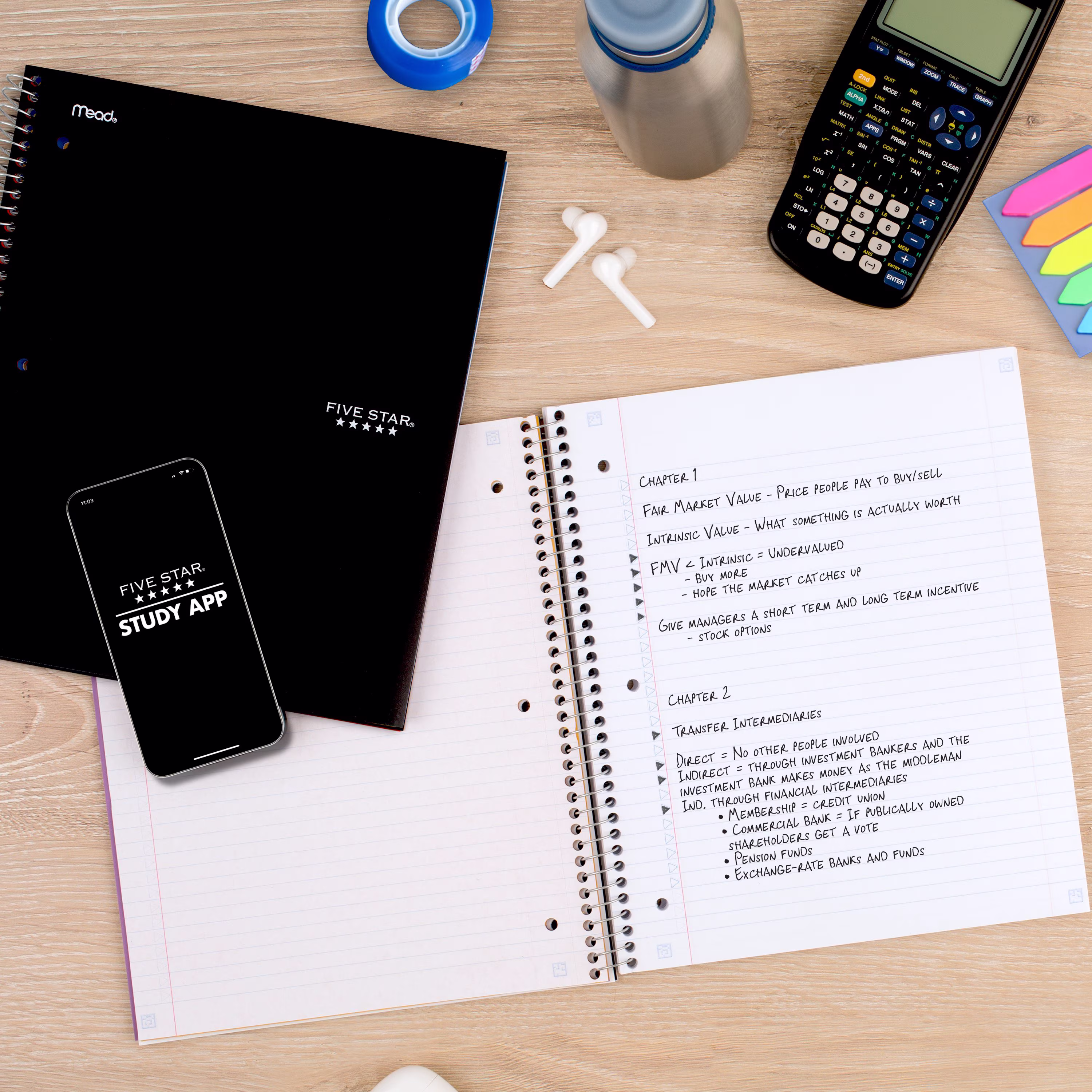 Five Star 1 Subject College Ruled Notebook Plus Study App, 8.5" x 11", Black, Poly, Spiral, 100 Sheets - Thumbnail 6