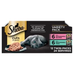 Sheba Perfect Portions Variety Pack Cuts In Gravy Wet Cat Food, Twin-Pack Trays, 2.6 Oz, 12 Count - Thumbnail 1