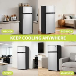 Garvee 7.5 Cu. Ft. Two-Door Refrigerator with Top Freezer, Apartment Size Fridge with 7-Level Thermostat, 39dB Low Noise Compact Fridge for Home - Thumbnail 5