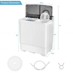 Costway 26lbs Portable Semi-automatic Washing Machine W/Built-in Drain Pump Grey - Thumbnail 3