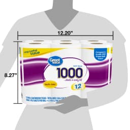 Great Value Toilet Paper, 1000 Sheets per Roll, 12 Rolls - Thumbnail 7