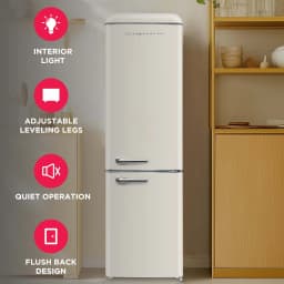 Frigidaire 9.0 Cu. ft. Bottom Mount Retro Refrigerator, Apartment Size Compact Fridge in Cream - Thumbnail 2