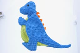 Play 365 Jurassic Flatties Squeaky Diplo Dog Toys, Blue, Small - Thumbnail 1