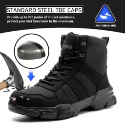 Sogetch Steel Toe Boots for Men Women Comfortable Lightweight Work Boots Indestructible Safety Shoes - Thumbnail 2