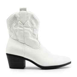BURUDANI Women's Western Embroidered Ankle Boots Cowboy Cowgirl Low chunky Heel Round Toe Short Booties Shoes - Thumbnail 6