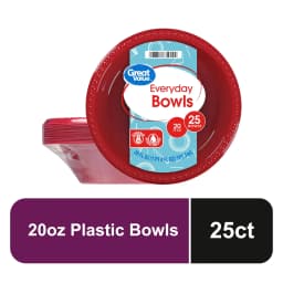 (3 pack) Great Value Everyday Disposable Plastic Bowls, Red, 20 oz, 25 Count - Thumbnail 2