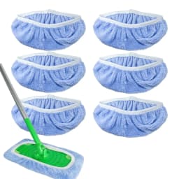 6Pcs Reusable Microfiber Mop Pads Compatible with SwifferSweeper Mop, Wet and Dry Flat mop Cover, Replacement Sweeping Mopping pad Refills - Thumbnail 1