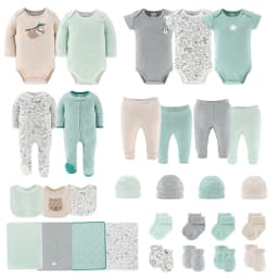 The Peanutshell Unisex Animals and Insects Cotton Layette Gift Set, Baby Clothes Essentials, 30-Piece - Thumbnail 1