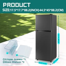 JIEJIA 5.0 Cu.Ft Apartment Size Refrigerators with Separate Freezer, 2 Door Refrigerator, Small Fridge with Freezer, Gray - Thumbnail 2
