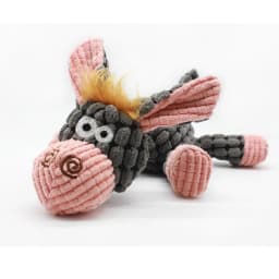 Plush Corduroy Durable Squeaky Knottie Dog Toy for Aggressive Chewers - Thumbnail 2