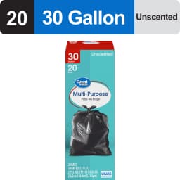 Great Value 30-Gallon Large Flap Tie Trash Bags, 20 Bags - Thumbnail 2