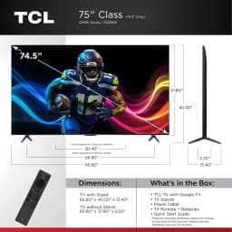 TCL 75" Class QM6K Series QD-Mini LED QLED 4K UHD HDR Smart Google TV (NEW 2025) - 144Hz, Dolby Atmos Onkyo Audio - Thumbnail 2