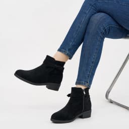 Ecetana Women's Ankle Booties Suede Low Block Heel Casual Short Boots with Side Zipper - Thumbnail 6