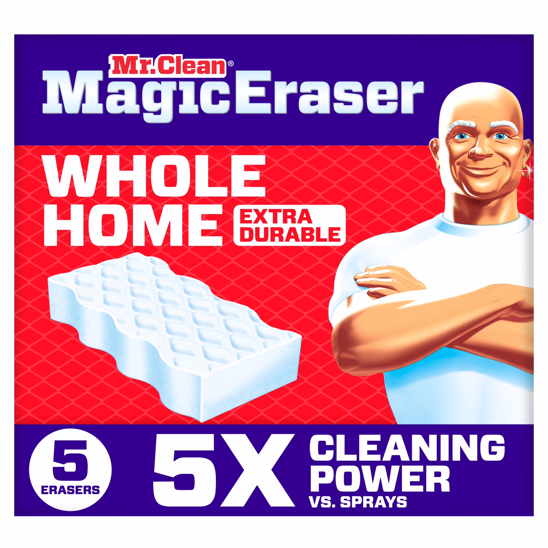 Mr. Clean Magic Eraser Sponge, Cleaner, Whole Home Extra Durable, 5ct - Thumbnail 1